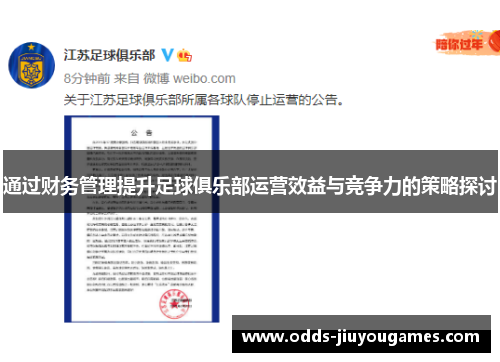 通过财务管理提升足球俱乐部运营效益与竞争力的策略探讨